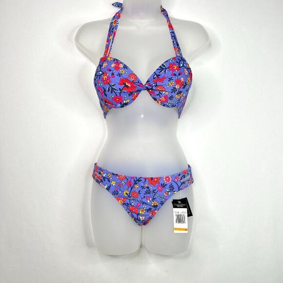California Waves Macys Exclusive Floral Bikini Small - Picture 1 of 9